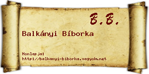 Balkányi Bíborka névjegykártya